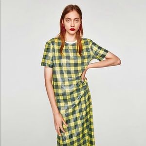 Zara | Dresses | Zara Yellow Plaid Sequin Tshirt Maxi Dress Sz M | Poshmark